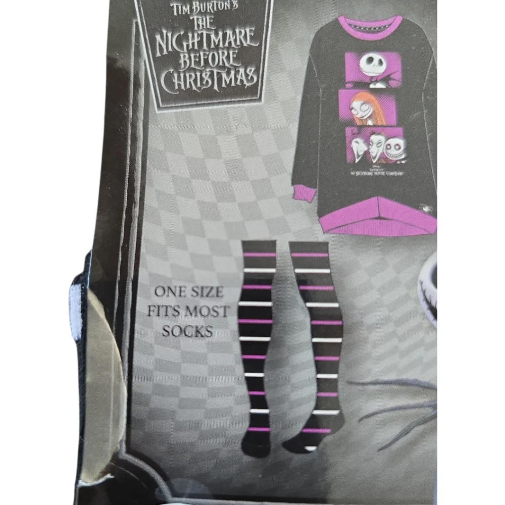 Disney NWT Nightmare Before Christmas Over the Knee Socks One Size Purple/Black